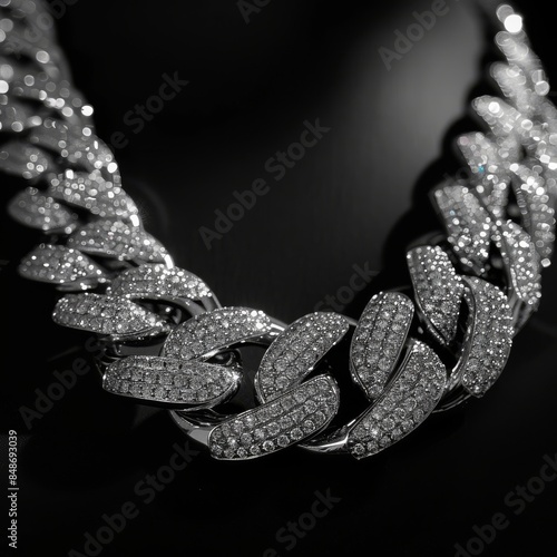 Luxury Diamond-Encrusted Cuban Chains in White Gold photo