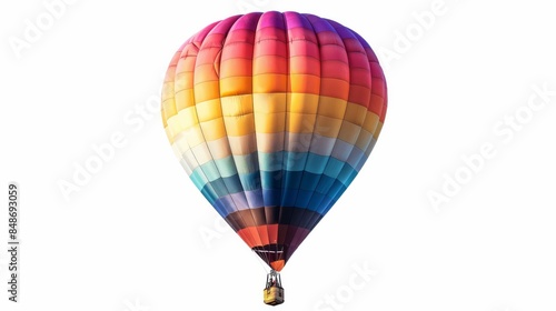 A colorful hot air balloon floating on a transparent background 