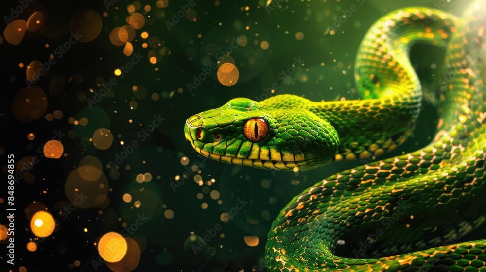 Beautiful snake. Exotic reptile. Symbol of the New Year. Design for cards and invitations for the Christmas holiday. Beautiful snake. Exotic reptile. Symbol of the New Year. Design for cards and invitations for the Christmas holiday.