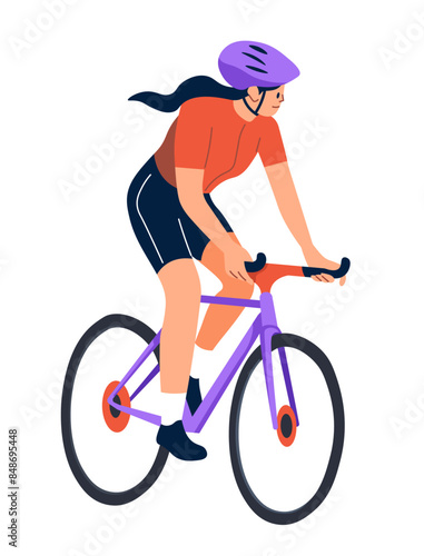 Cyclist on purple bike vector