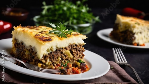 Homemade Minimalist Lasagna - Pure Elegance on a White Plate