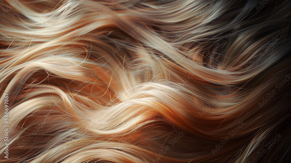 Detailed close-up of flowing blonde hair, highlighting texture and movement. Detailed close-up of flowing blonde hair, highlighting texture and movement.