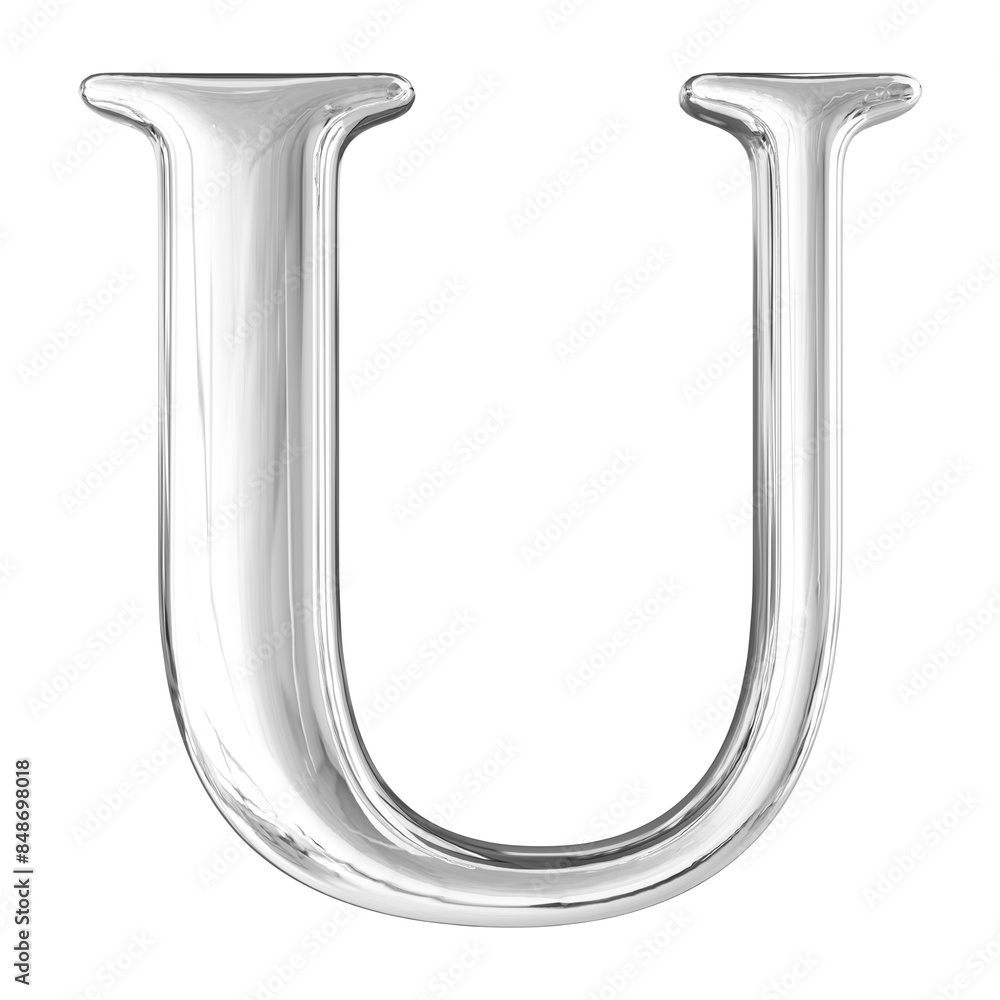 Silver 3D Font Letter U uppercase Silver 3D Font Letter U uppercase