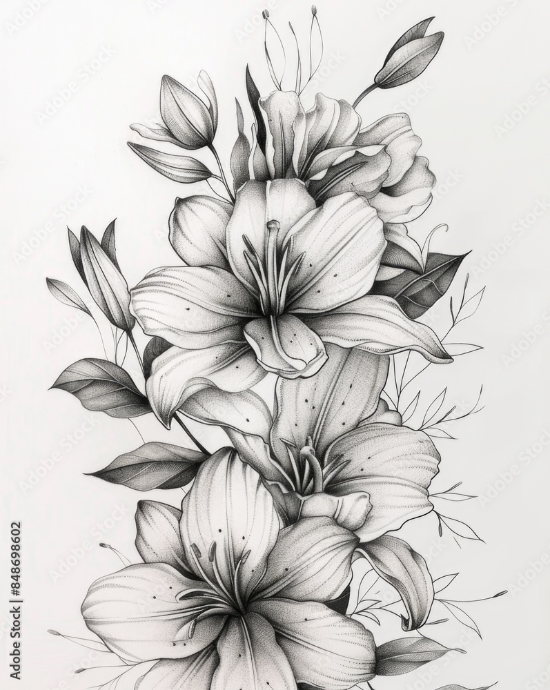 Blooming flowers sketch Blooming flowers sketch