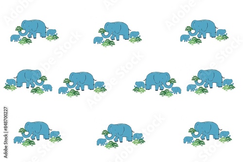Blue elephant kid happy