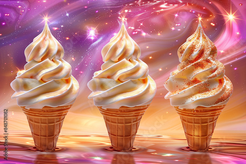 Wallpaper Mural Sweet popsicles in 3d style. Summer tropical design. Fruit dessert.   Torontodigital.ca