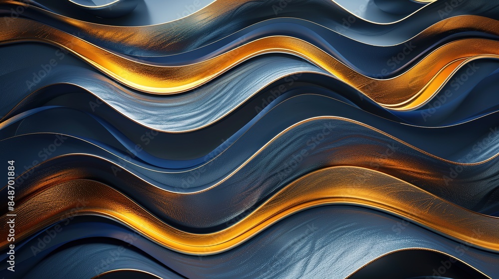Dark Blue Background with Gold Lines, in the Style of Spherical Sculptures: Precisionist Lines Dark Blue Background with Gold Lines, in the Style of Spherical Sculptures: Precisionist Lines