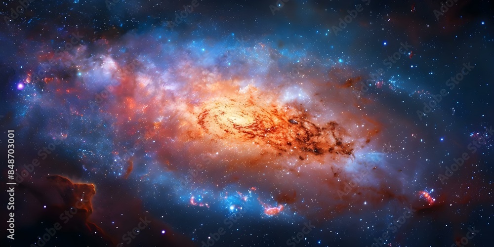 Fototapeta premium Captivating Close-up of Milky Way Galaxy Emphasizing Vibrant Star Density. Concept Astrophotography, Milky Way Galaxy, Close-up, Star Density, Vibrant Colors