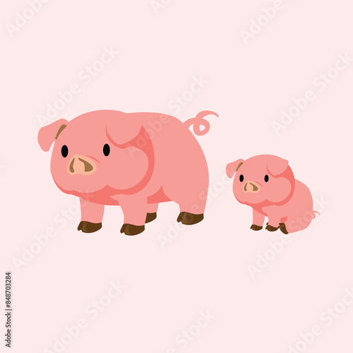 Pig Animal Simple Flat Design Vector