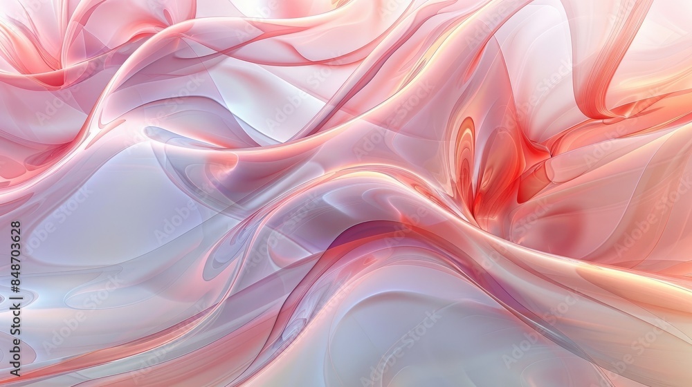 Obraz premium Abstract background featuring transparent smooth waves and curves with a shiny, glass-like appearance