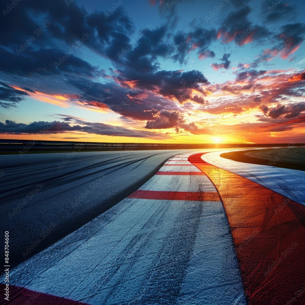 Naklejka premium Race track background sunlight sky background