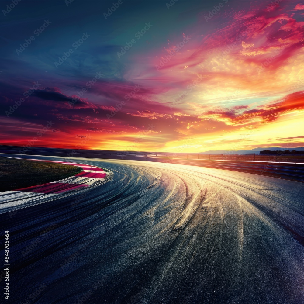 Naklejka premium Race track background sunlight sky background