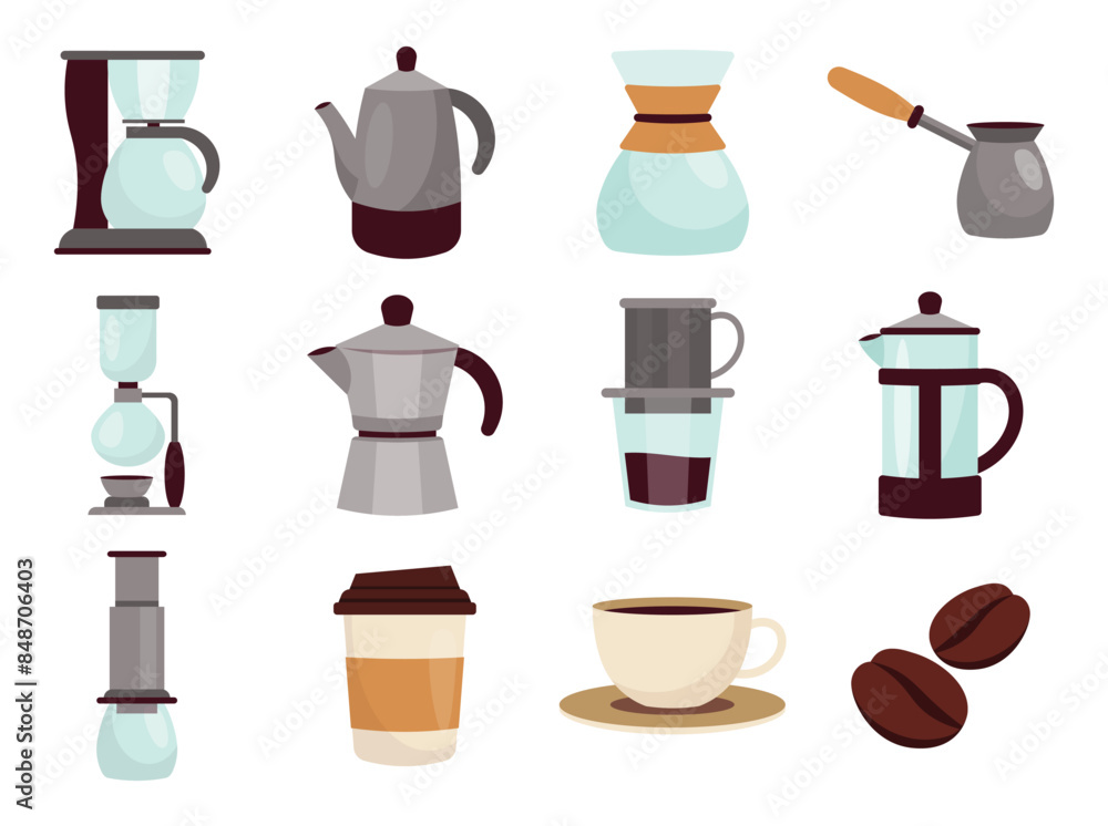 Coffee Equipment Vector Set Coffee Equipment Vector Set