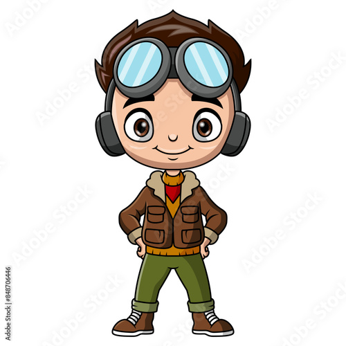 Cute kid wearing costume pilot