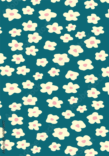 Seamless floral pattern with hand drawn  flower garden elements on an isolated background