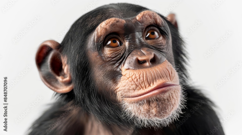 Naklejka premium close up of a monkey's face with a white background