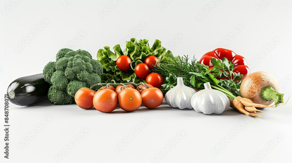 group of vegetables including tomatoes, broccoli, garlic, and garlic group of vegetables including tomatoes, broccoli, garlic, and garlic