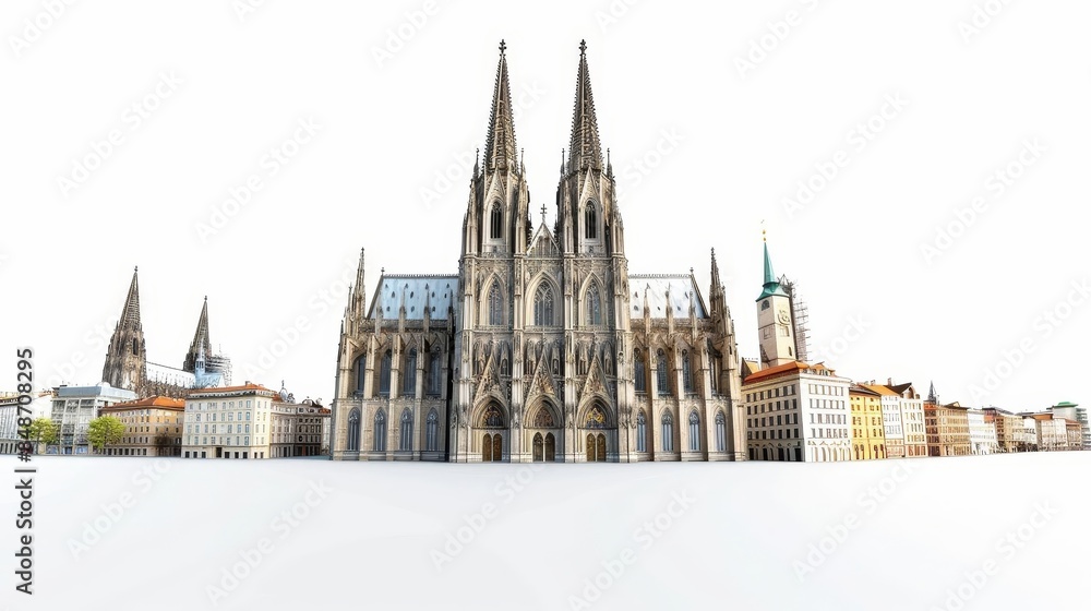 Obraz premium large cathedral with a clock tower in front of a city