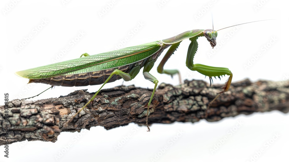 praying mantisce on a branch of a tree praying mantisce on a branch of a tree