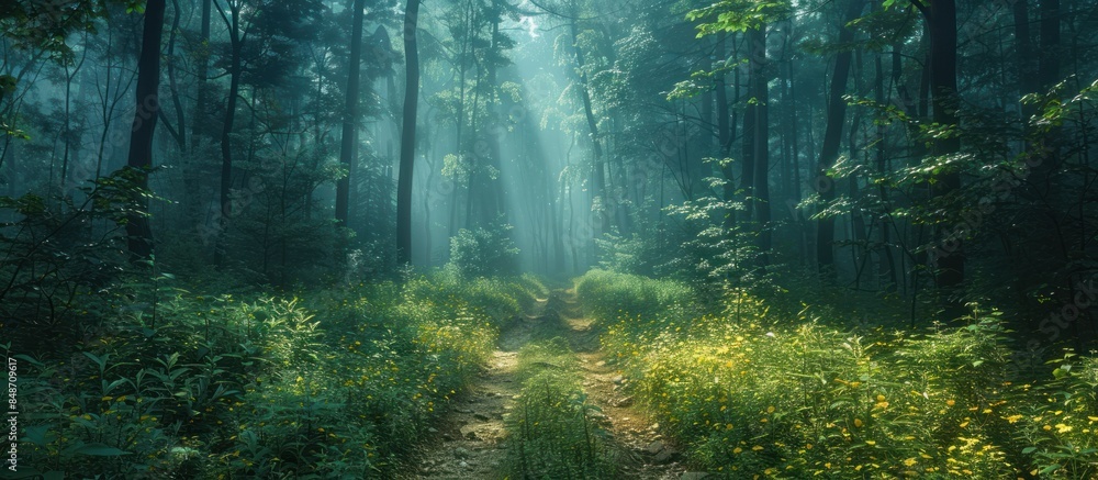 Fototapeta premium The situation in the forest with beautiful natural composition