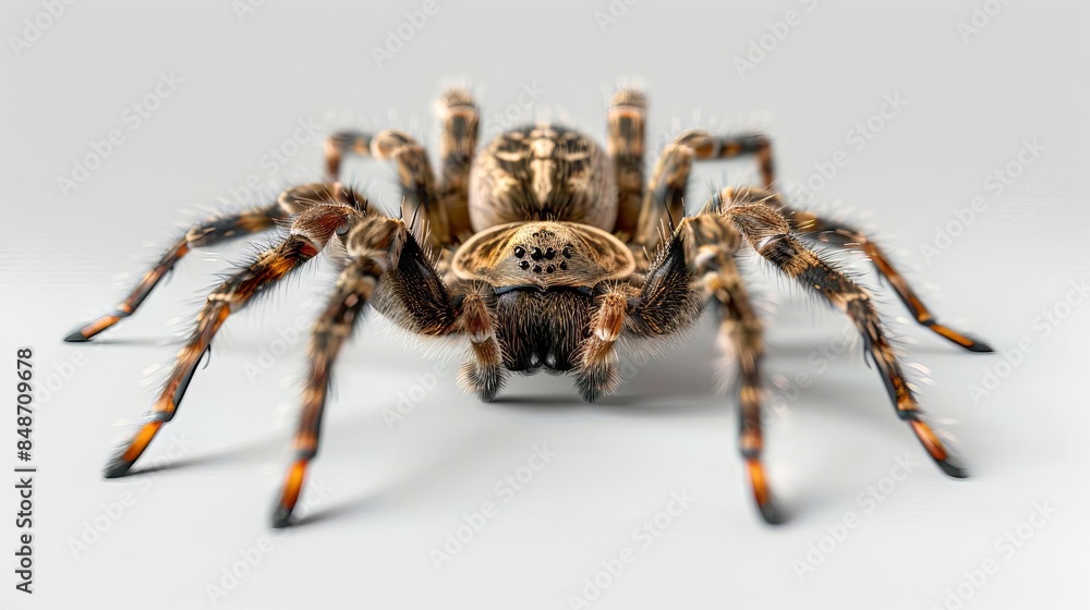 close up of a tara spider on a white surface close up of a tara spider on a white surface