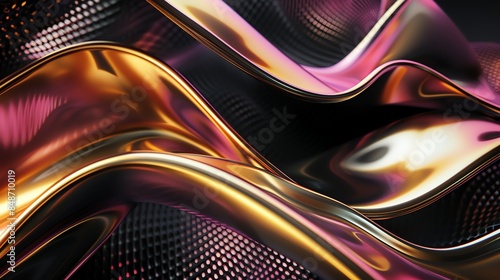 Sinuous 3D Surfaces gold, pink, black, luxury , abstract, golden, backdrop, background, gold, yellow, wallpaper, 16:9