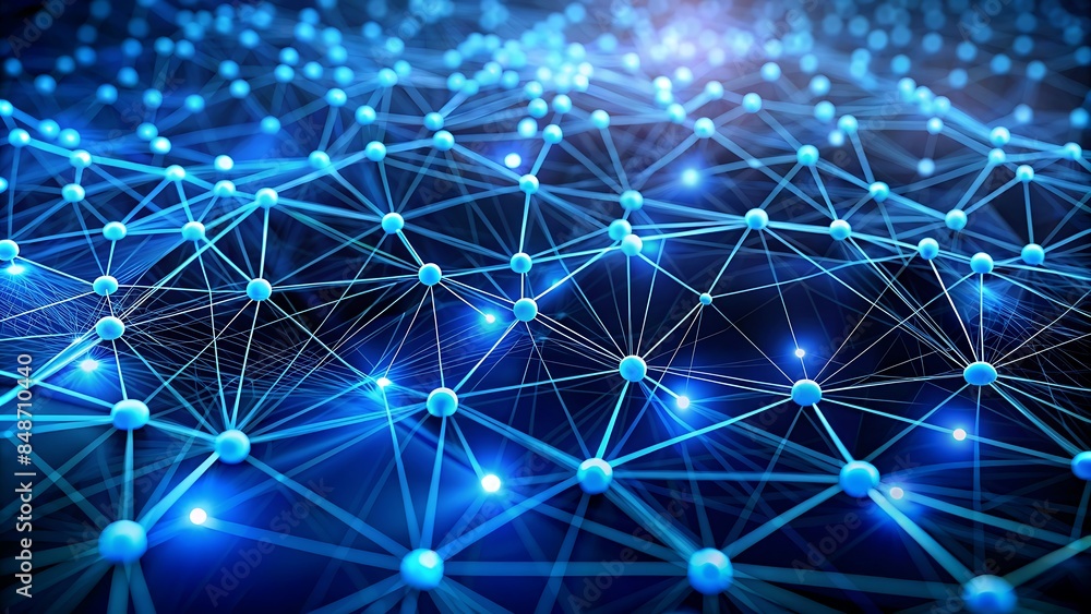 Fototapeta premium Abstract Network Connections with Blue-Toned Dots and Lines ai generated
