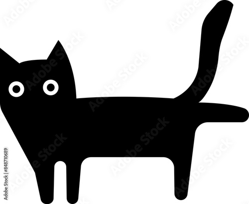 Cat icon in fill style. Animal silhouette Black Pet Symbol for templates, website design and infographics, Drawing with children. Home animal sign illustration isolated on transparent background.