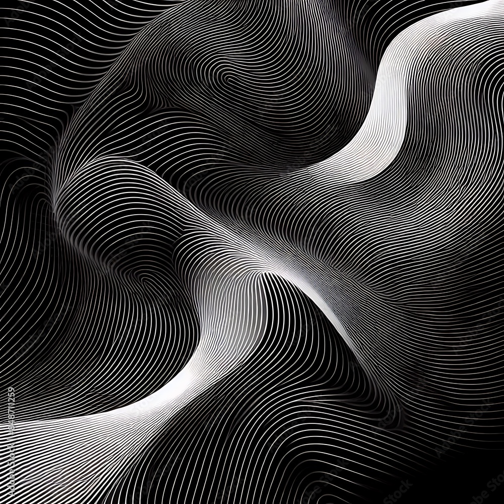 Black abstract background design. Modern wavy line pattern (guilloche curves) in monochrome colors. Premium stripe texture for banner, business backdrop. Black abstract background design. Modern wavy line pattern (guilloche curves) in monochrome colors. Premium stripe texture for banner, business backdrop.
