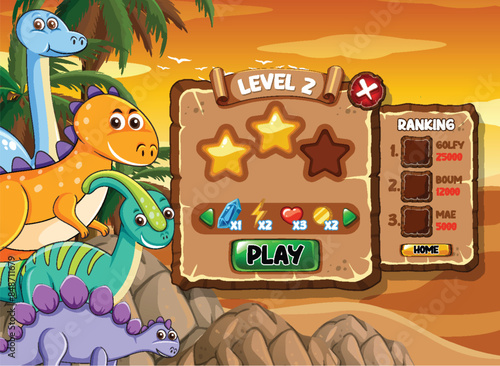 Colorful dinosaurs in a fun game setting