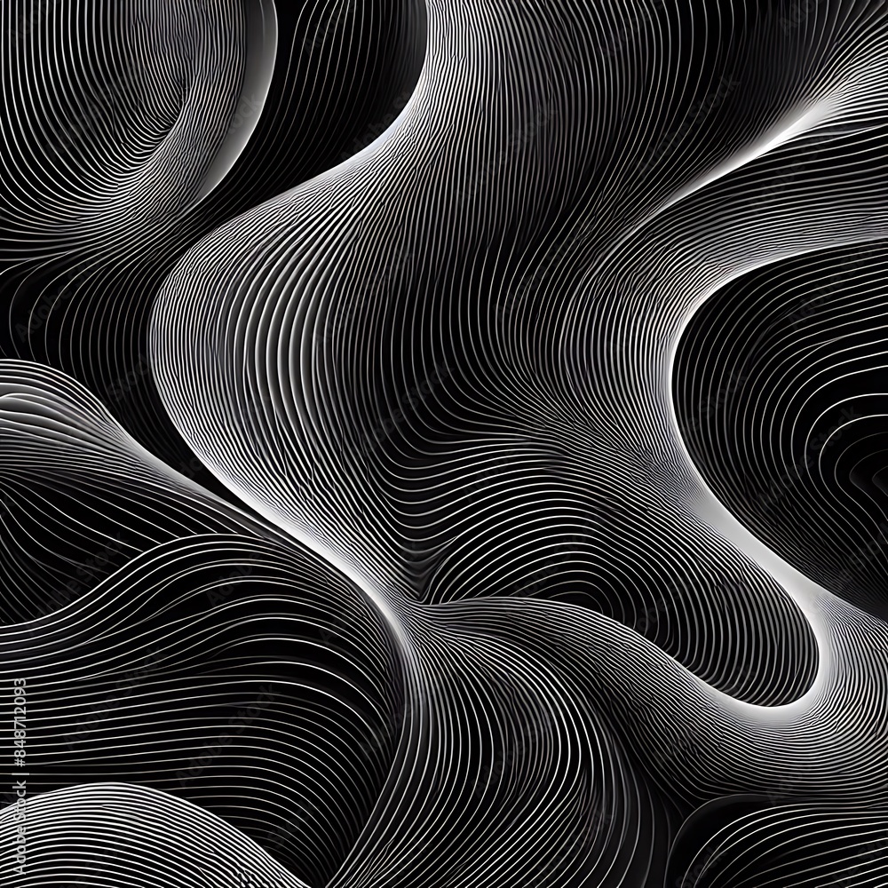 Black abstract background design. Modern wavy line pattern (guilloche curves) in monochrome colors. Premium stripe texture for banner, business backdrop. Black abstract background design. Modern wavy line pattern (guilloche curves) in monochrome colors. Premium stripe texture for banner, business backdrop.