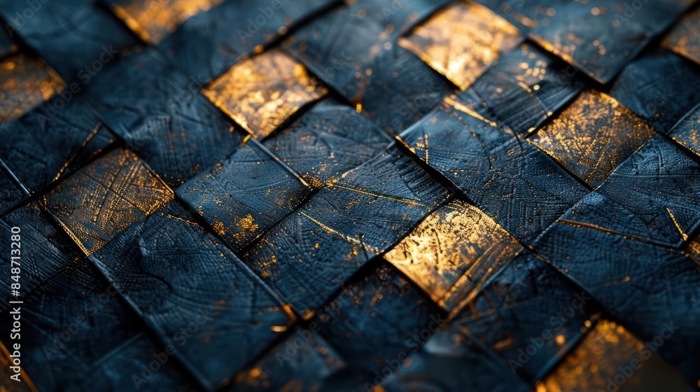 Intimate Exploration of Dark Leather Texture with Gold Stitching Details Intimate Exploration of Dark Leather Texture with Gold Stitching Details