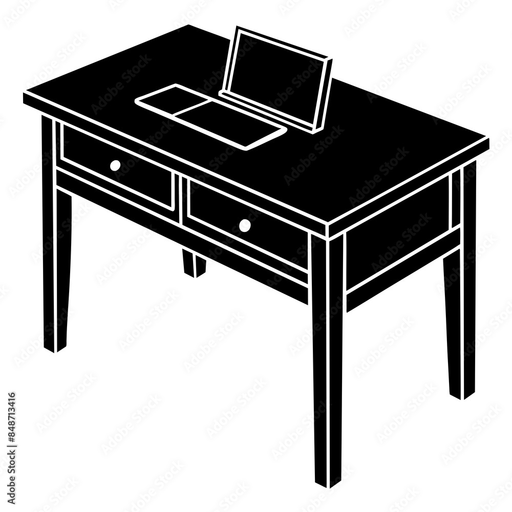 Desk table furniture vector silhouette illustration svg file Desk table furniture vector silhouette illustration svg file