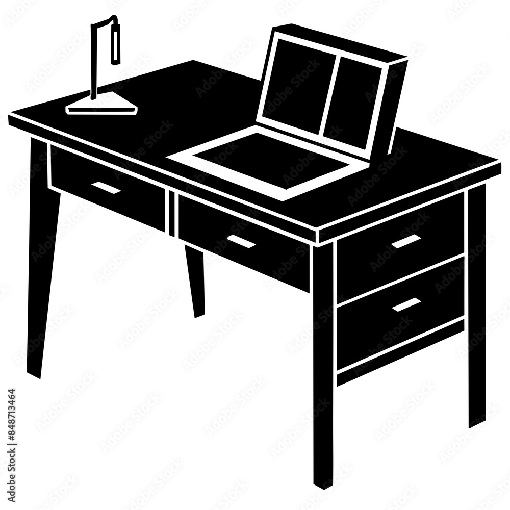 Desk table furniture vector silhouette illustration svg file Desk table furniture vector silhouette illustration svg file