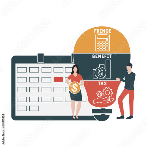 FBT - Fringe Benefit Tax acronym. business concept background. vector illustration concept with keywords and icons. lettering illustration with icons for web banner, flyer, landing pag