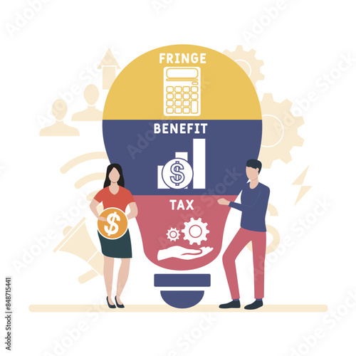 FBT - Fringe Benefit Tax acronym. business concept background. vector illustration concept with keywords and icons. lettering illustration with icons for web banner, flyer, landing pag