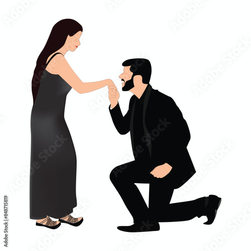 A man proposes to a beautiful woman.