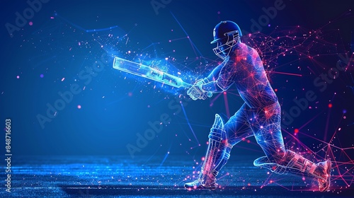 Abstract Batsman Playing Cricket: Form Lines Illustration