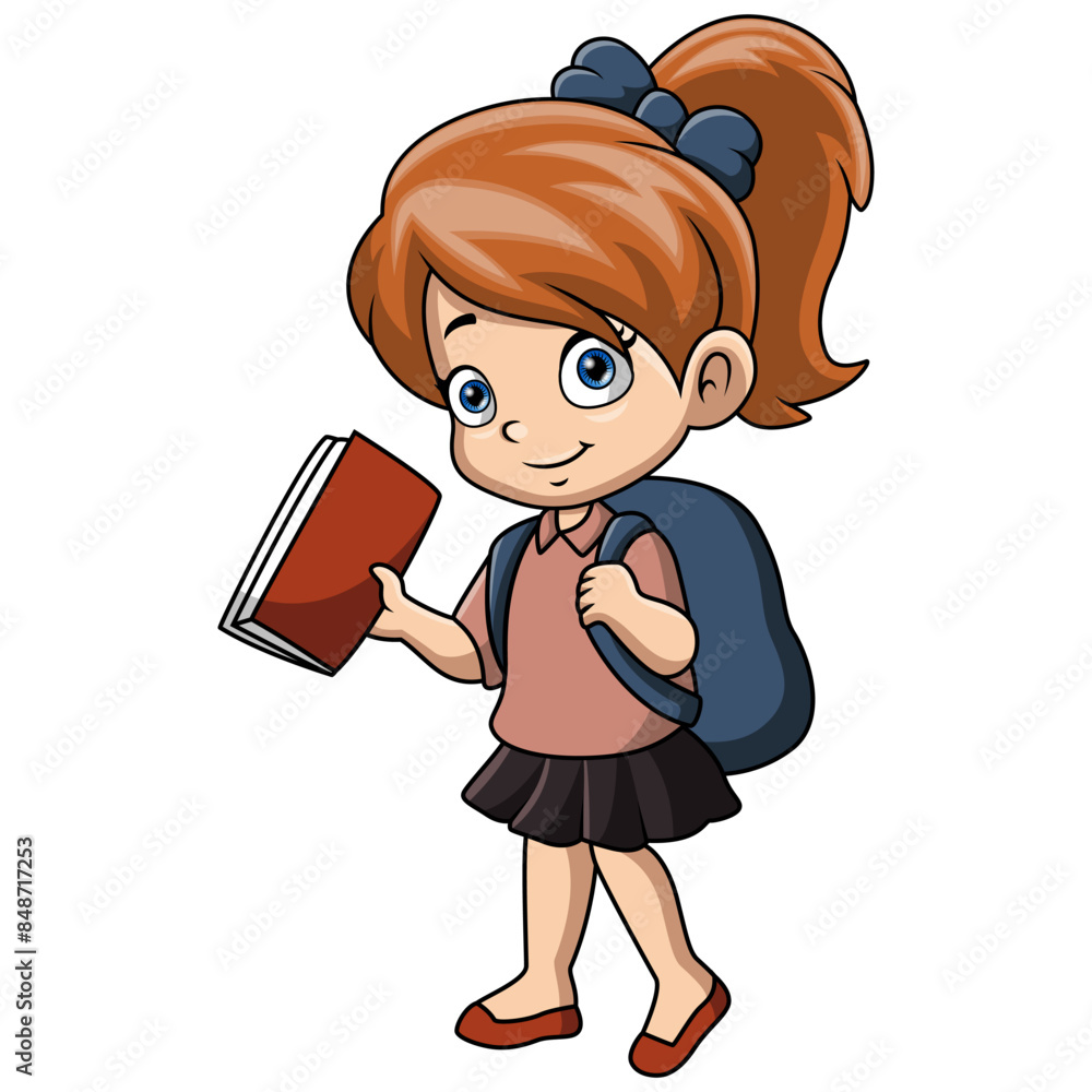 Happy happy school girl cartoon Happy happy school girl cartoon