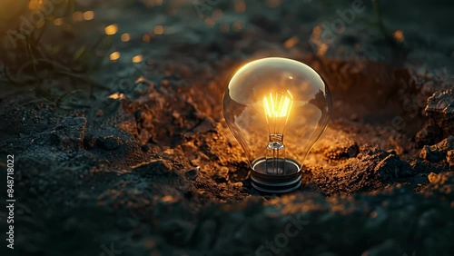 A virtual sinkhole engulfs a lightbulb demonstrating the potential for energyconsuming mining practices to have negative consequences on the environment. photo