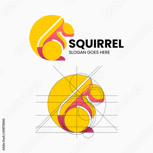Vector Logo Illustration Squirrel Gradient Colorful Style
