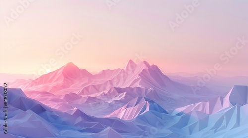 Subtle gradients add depth and complexity to a low poly landscape, creating a sense of depth and dimensionality.