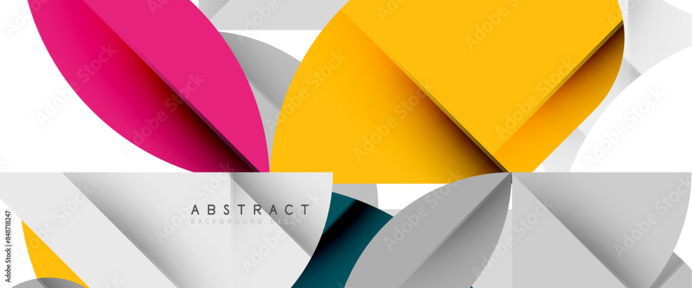 Minimal geometric elements on white. Petals, round triangles, star