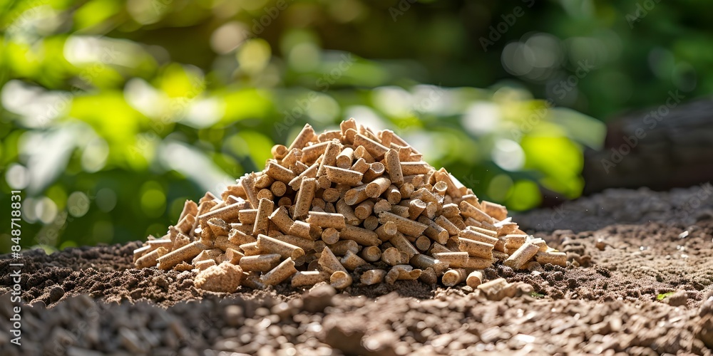 Outdoor Collection of Wood Pellets, Firewood, and Biomass Briquettes. Concept Outdoor Collection, Wood Pellets, Firewood, Biomass Briquettes, Heating Materials Outdoor Collection of Wood Pellets, Firewood, and Biomass Briquettes. Concept Outdoor Collection, Wood Pellets, Firewood, Biomass Briquettes, Heating Materials