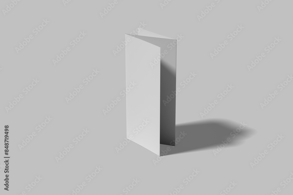 Blank realistic standing DL trifold brochure mockup isolated Blank realistic standing DL trifold brochure mockup isolated