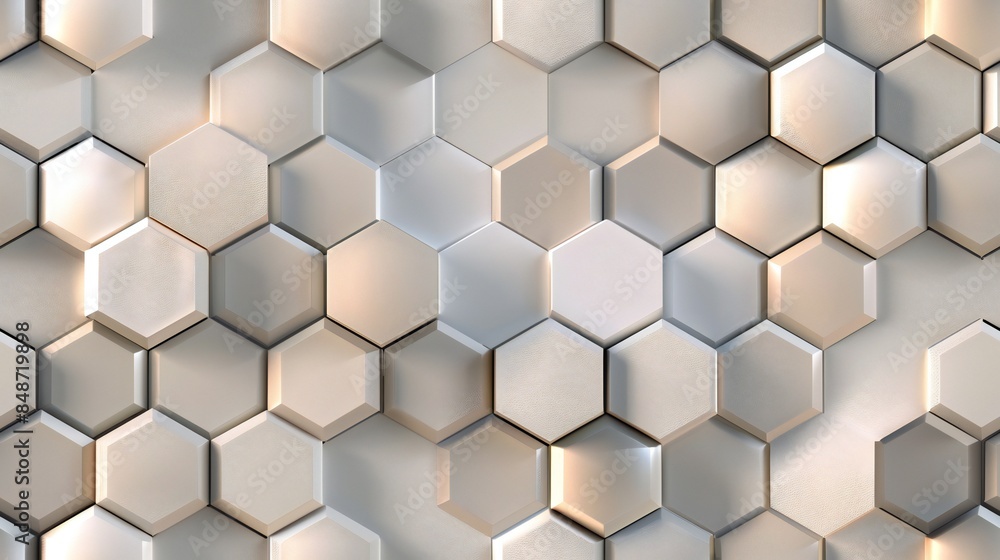 Elegant 3D honeycomb pattern against a neutral backdrop, each hexagon precisely aligned. Elegant 3D honeycomb pattern against a neutral backdrop, each hexagon precisely aligned.