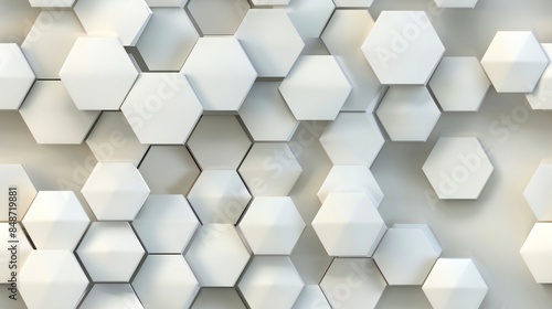 Elegant 3D honeycomb pattern against a neutral backdrop, each hexagon precisely aligned.