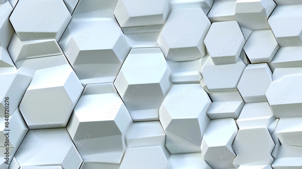 Fototapeta premium Modern interior with a minimal 3D honeycomb pattern, creating a visually dynamic backdrop.