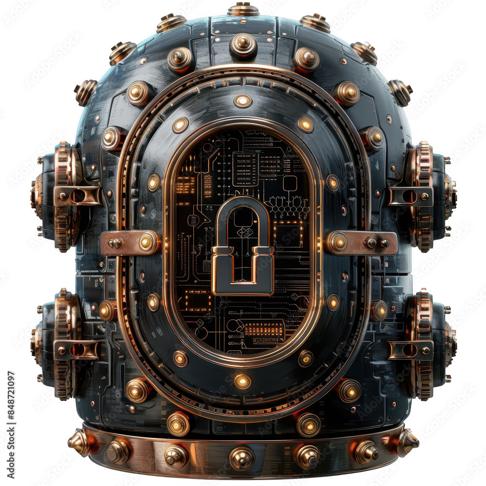Cybernetic Shield, High-tech design with glowing lines, Digital Security on a transparent background. Generative AI Cybernetic Shield, High-tech design with glowing lines, Digital Security on a transparent background. Generative AI