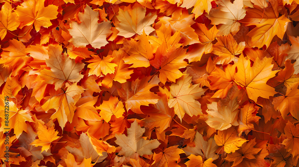 Autumn Leaves Background. Seasonal Fall Leaves backdrop. Autumnal natural wallpaper. Orange maple leaves. Photo realistic combosition Autumn Leaves Background. Seasonal Fall Leaves backdrop. Autumnal natural wallpaper. Orange maple leaves. Photo realistic combosition